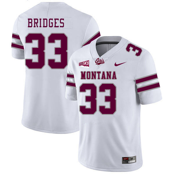 Montana Grizzlies #33 Lekeldrick Bridges College Football Jerseys Stitched Sale-White